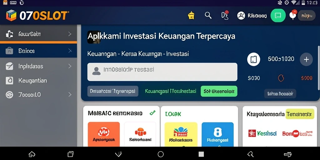 Antarmuka utama aplikasi 070SLOT yang user-friendly dan fungsional.