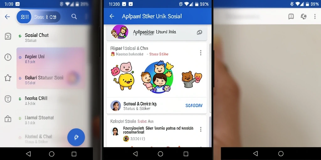 Antarmuka interaktif dan berbagai stiker untuk status.