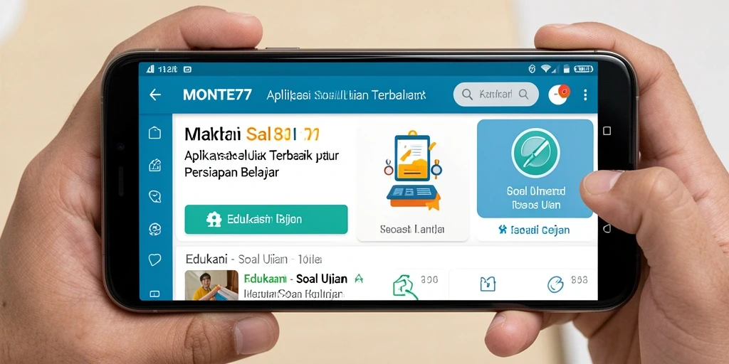 Tangkapan layar antarmuka aplikasi MONTE77 untuk soal ujian.