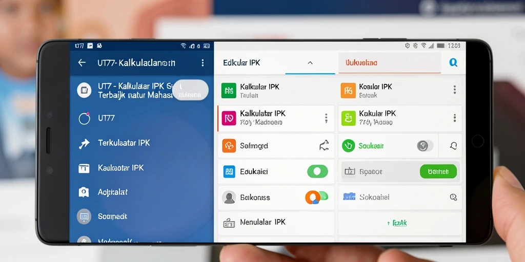 Antarmuka UT77 menunjukkan fitur Kalkulator IPK yang sederhana.